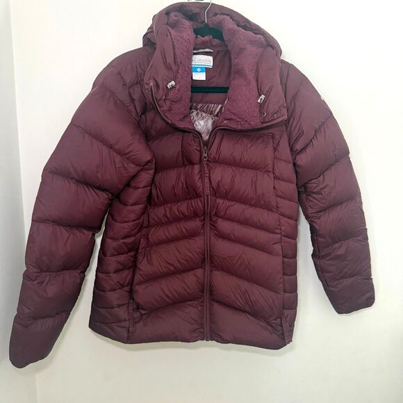 Columbia Women's Autumn Park Down Hooded Jacket L Malbec Snow Warmth Ski 1909231 - Picture 1 of 8